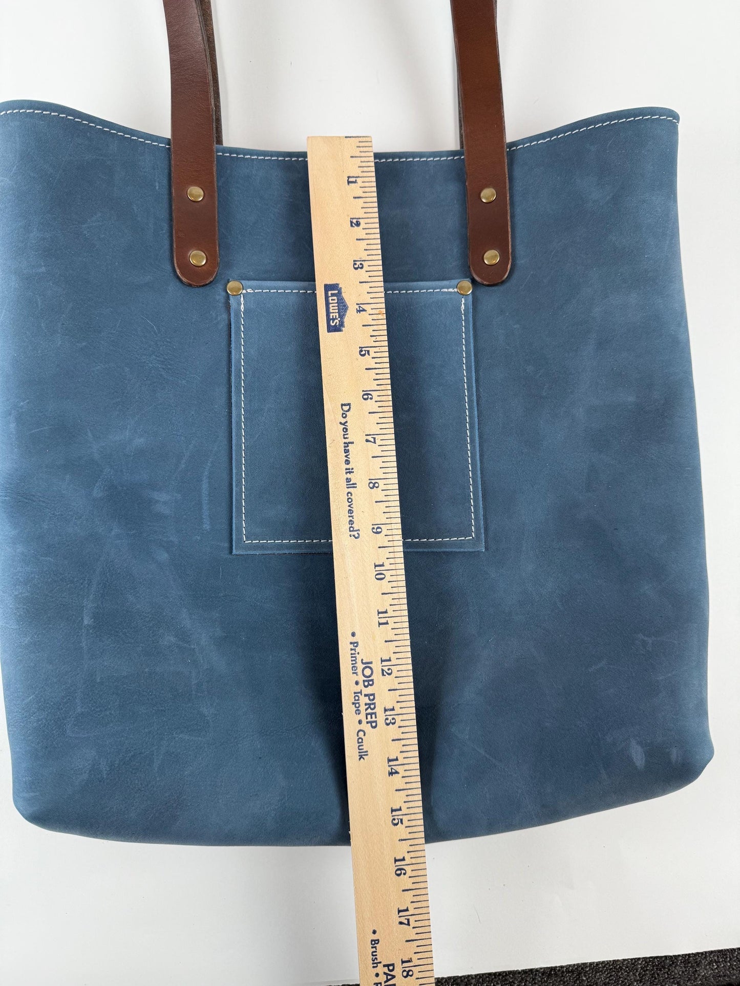 Handmade Blue Leather Tote Bag / Purse (prototype)