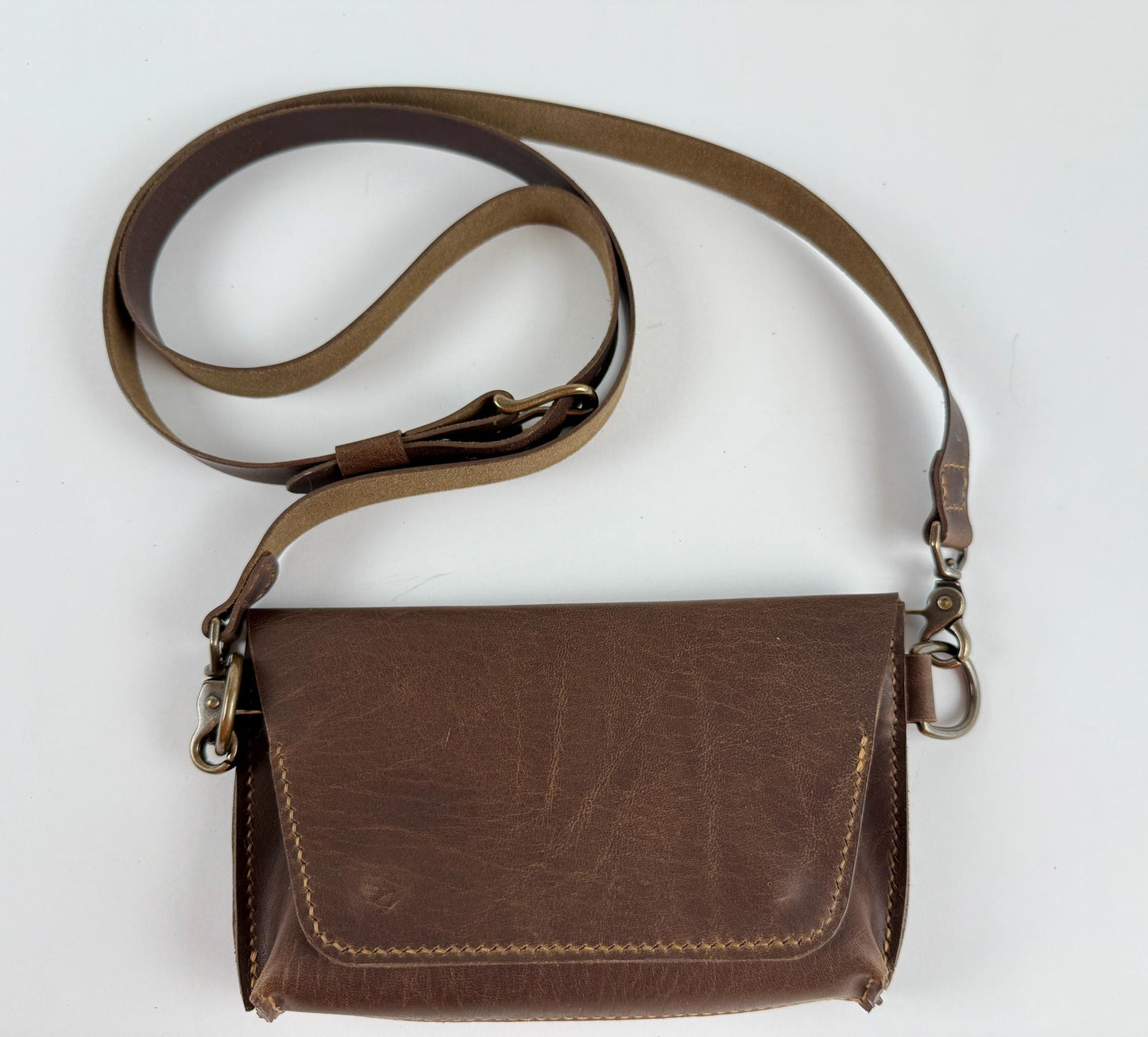 Handmade Petite Leather Crossbody Bag - Horween Leather - Hand-Stitched