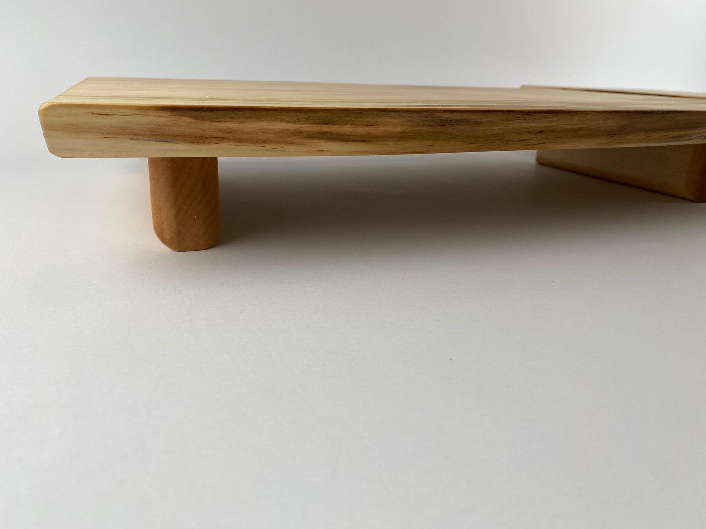 2-Piece Elevated Serving/Display Trays, Silver Maple with double live edge (locally sourced wood) - set B