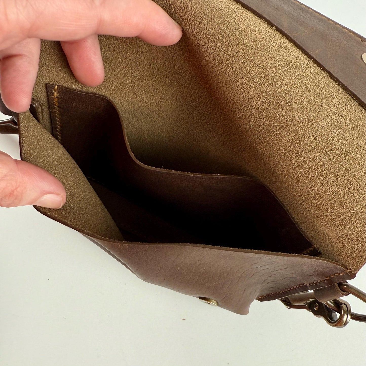 Handmade Petite Leather Crossbody Bag - Horween Leather - Hand-Stitched