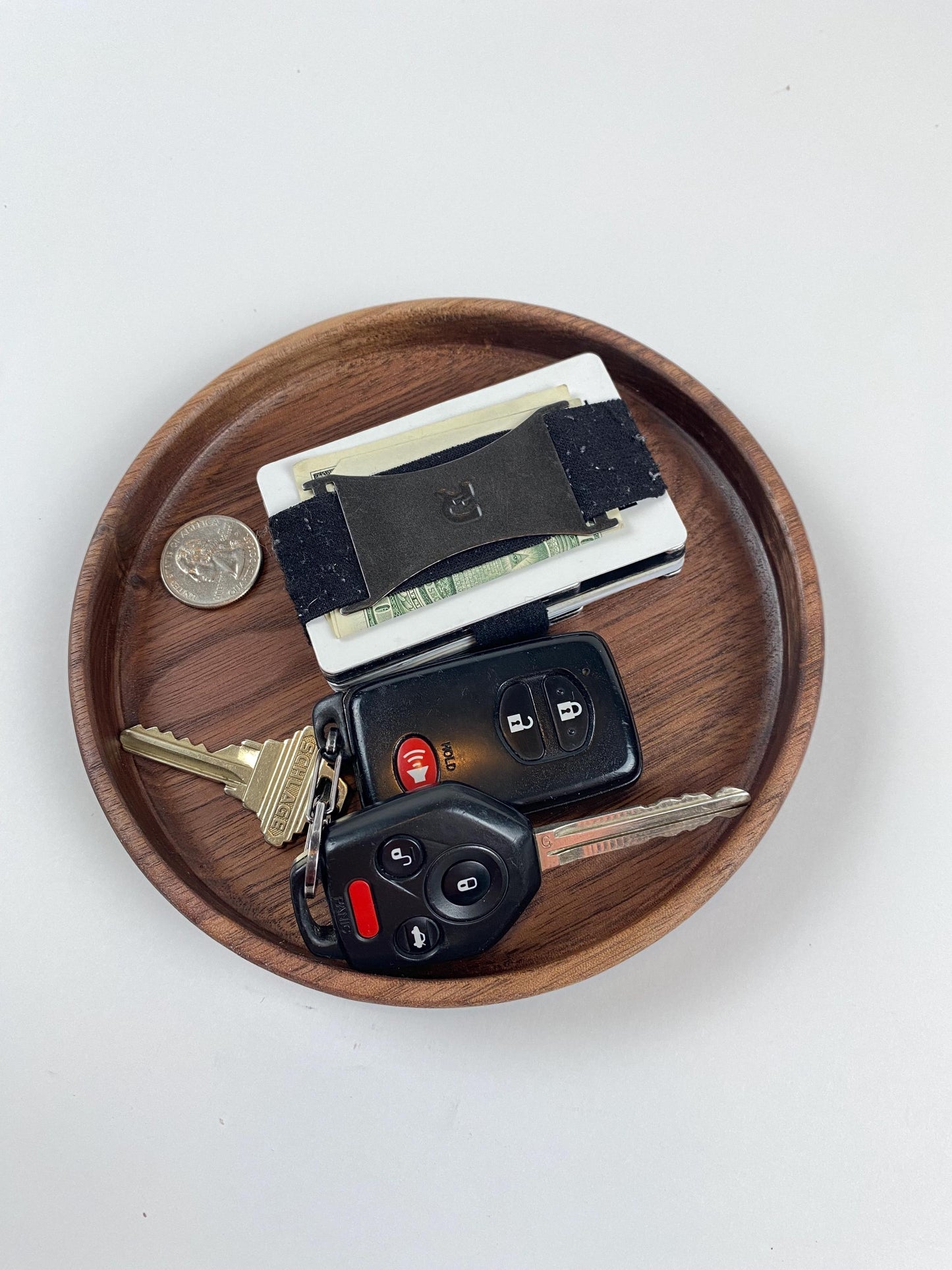 Walnut valet tray/bottle coaster - shallow - handmade router tray