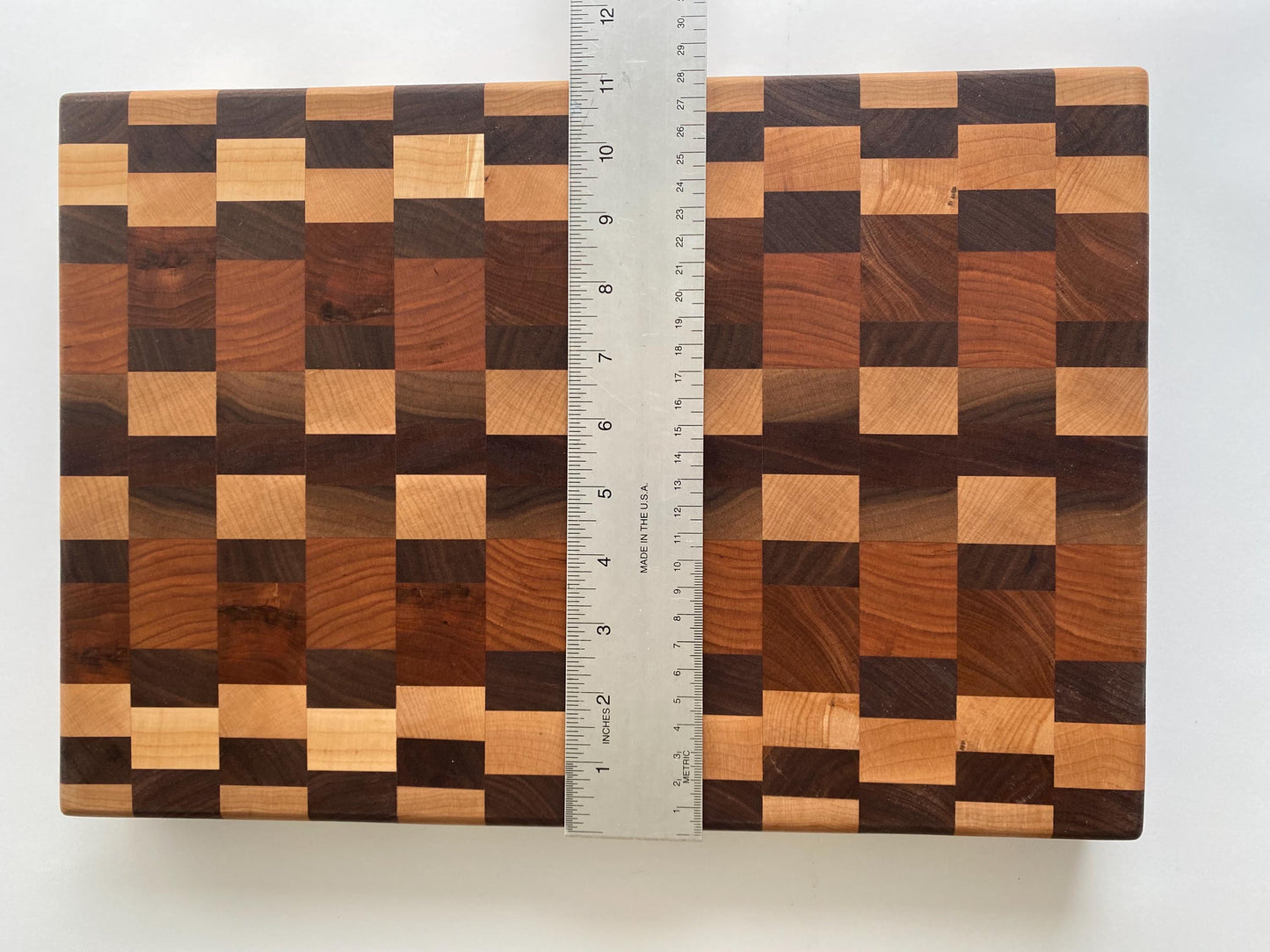 Handmade End-grain Cutting Board, Solid Maple, Walnut and Cherry, 1-7/8 inch Thick, Heavy Duty