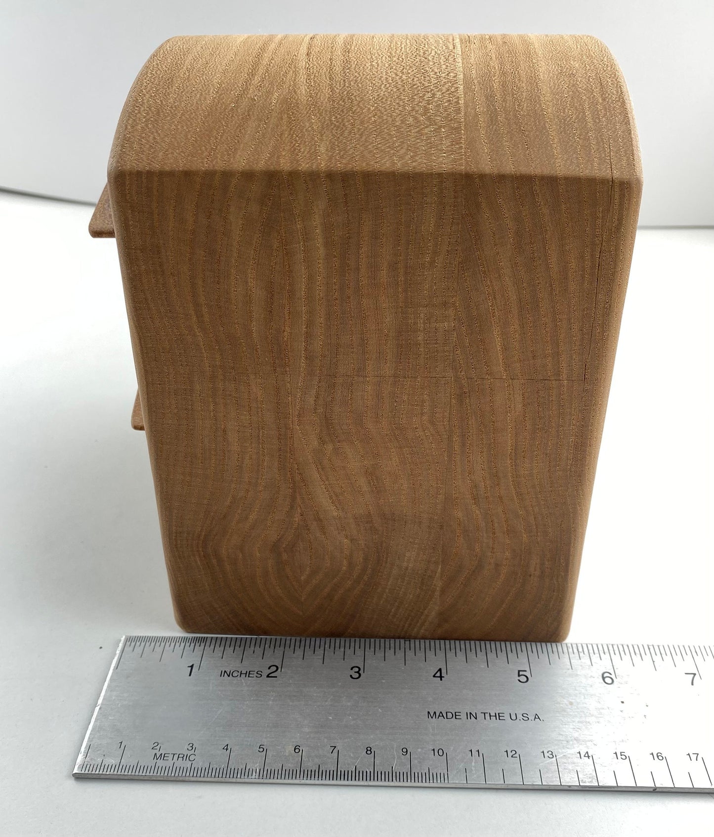 Small Handmade Keepsake Box - Elm wood - sleek 2-drawer with Blue Flocking (locally sourced wood) - bandsaw box