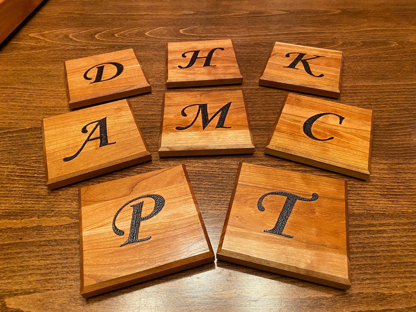CUSTOM ORDERS - Handmade Coasters - Cherry Wood - Individual or Set of 4 - Personalization Available - Let’s design together