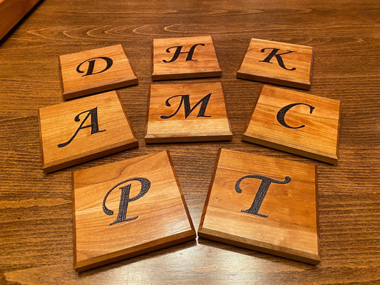 CUSTOM ORDERS - Handmade Coasters - Cherry Wood - Individual or Set of 4 - Personalization Available - Let’s design together