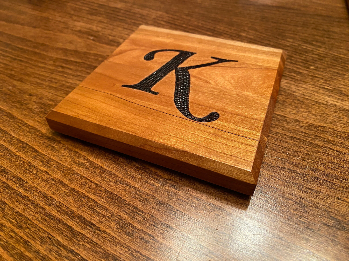CUSTOM ORDERS - Handmade Coasters - Cherry Wood - Individual or Set of 4 - Personalization Available - Let’s design together
