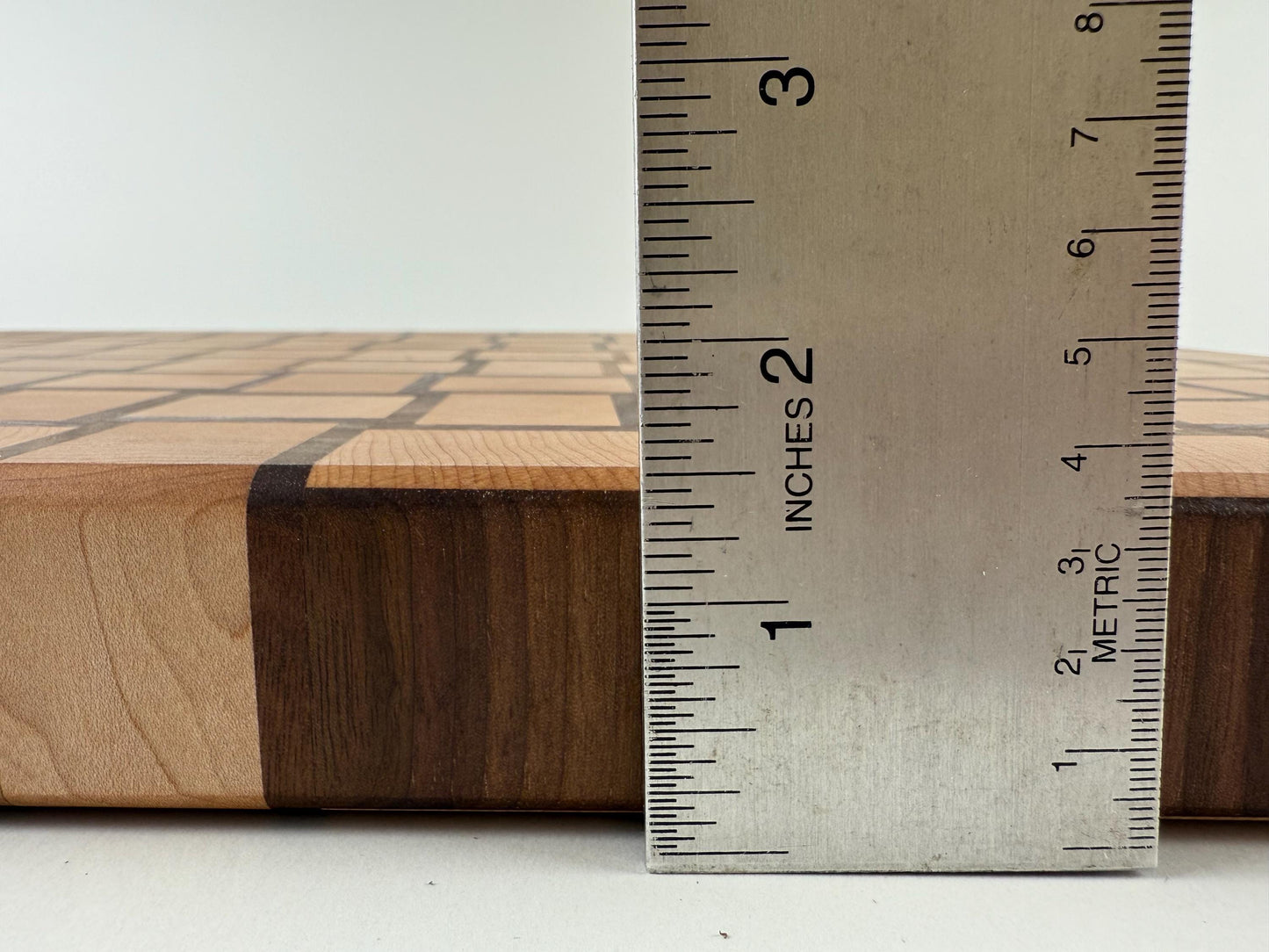 Handmade End-grain Basket-weave Cutting Board, Solid Walnut and Maple, 1.5-inch Thick, Heavy Duty, built-in handles