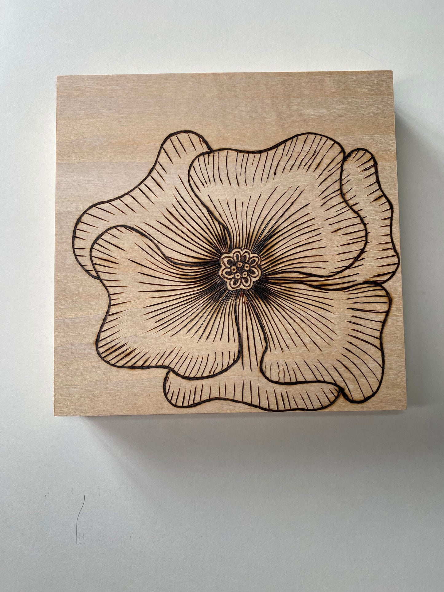 Wall Art: Zentangle Flowers - Trio of 6”x6” tiles - Woodburned (Pyrography)
