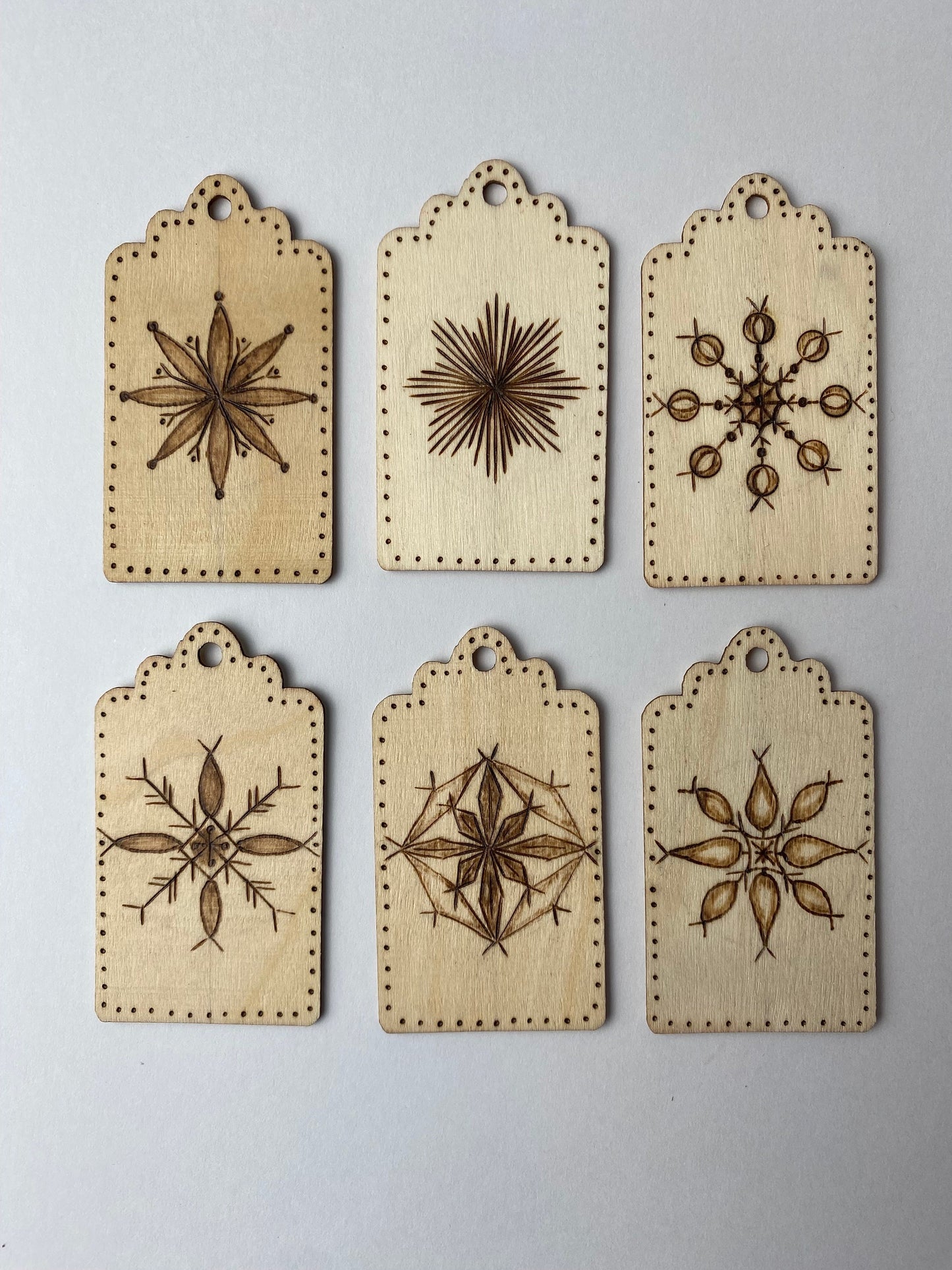 Gift Tags - Woodburned - Drawn by Hand (no lasers!) - set of 6