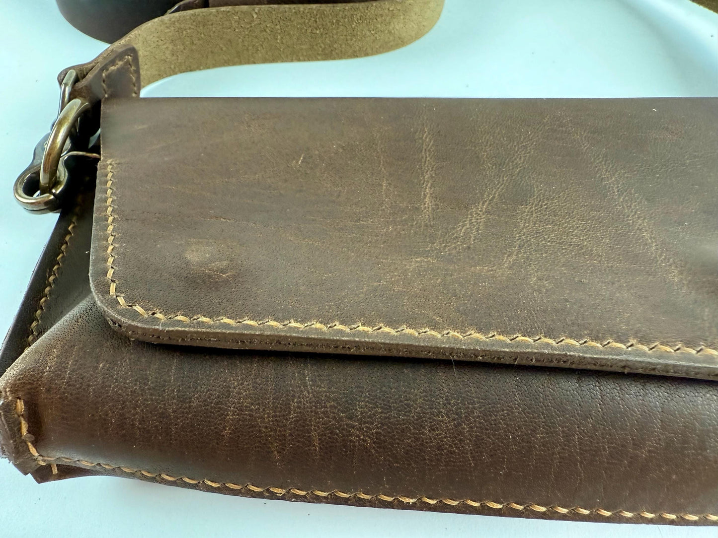 Handmade Petite Leather Crossbody Bag - Horween Leather - Hand-Stitched