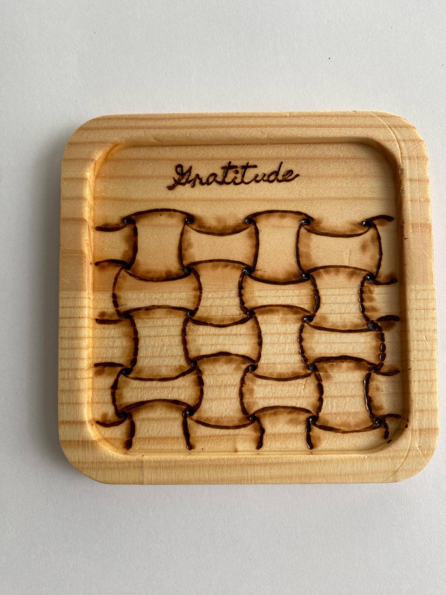 Zentangle Pyrography (Woodburned) Pine Coasters - Set of 4